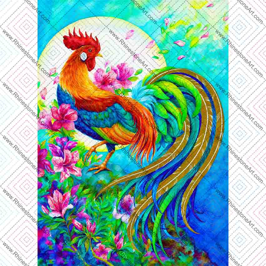 FULLY BEADED! GRAND ROOSTER 40*50cm