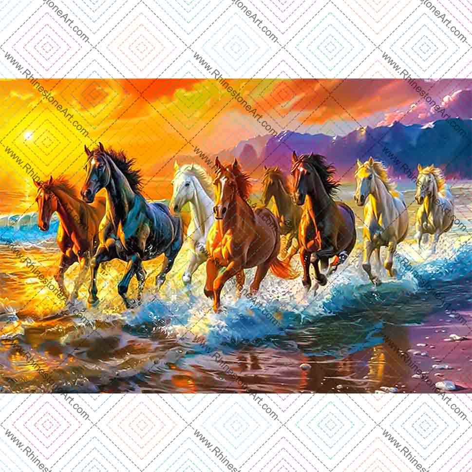 FULLY BEADED! LUCKY WATER HORSES 35*45cm