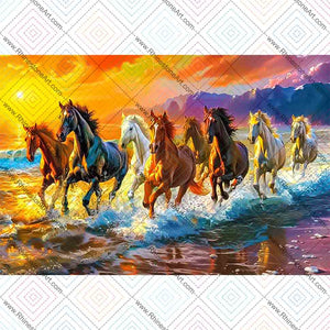 FULLY BEADED! LUCKY WATER HORSES 35*45cm