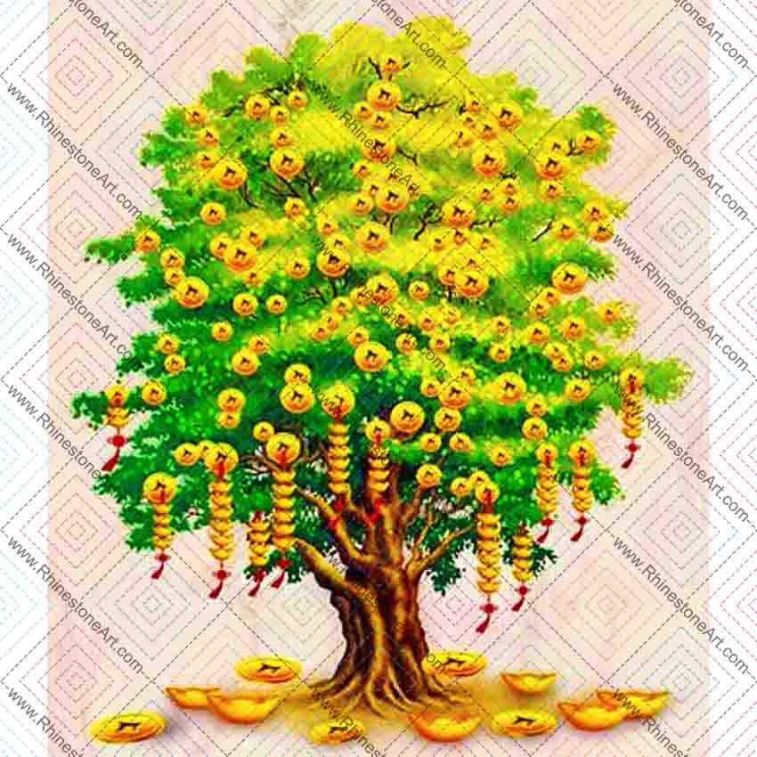 FULLY BEADED! COINS MONEY TREE 35*40cm