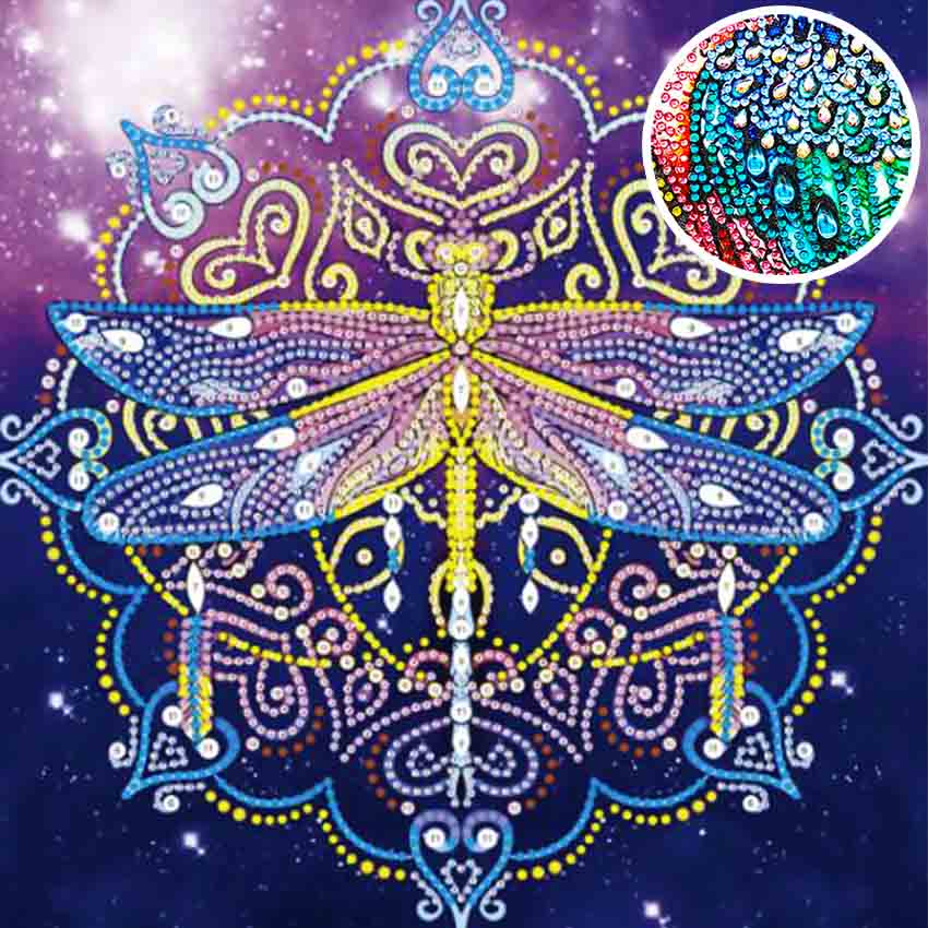 SPECIAL + GLOW IN THE DARK BEADS! RADIANT DRAGONFLY 30*30cm