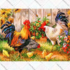 FULLY BEADED! ROOSTERS AND CHICKS 30*40cm