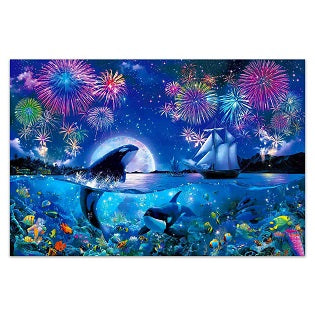 FULLY BEADED! ORCAS AND FIREWORKS 50*70cm