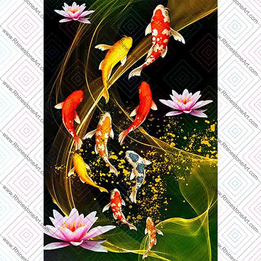 FULLY BEADED! UPSTREAM LOTUS KOI FISH 40*60cm