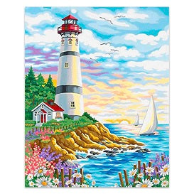 FINISHED DESIGN! LIGHTHOUSE AND SAILS 40*50cm