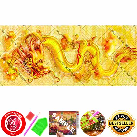 FULLY BEADED! RICH GOLD DRAGON 30*70cm