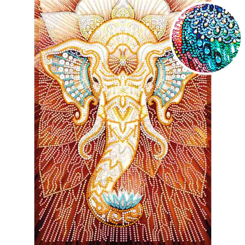 SPECIAL + GLOW IN THE DARK BEADS! TEMPLE ELEPHANT 30*40cm